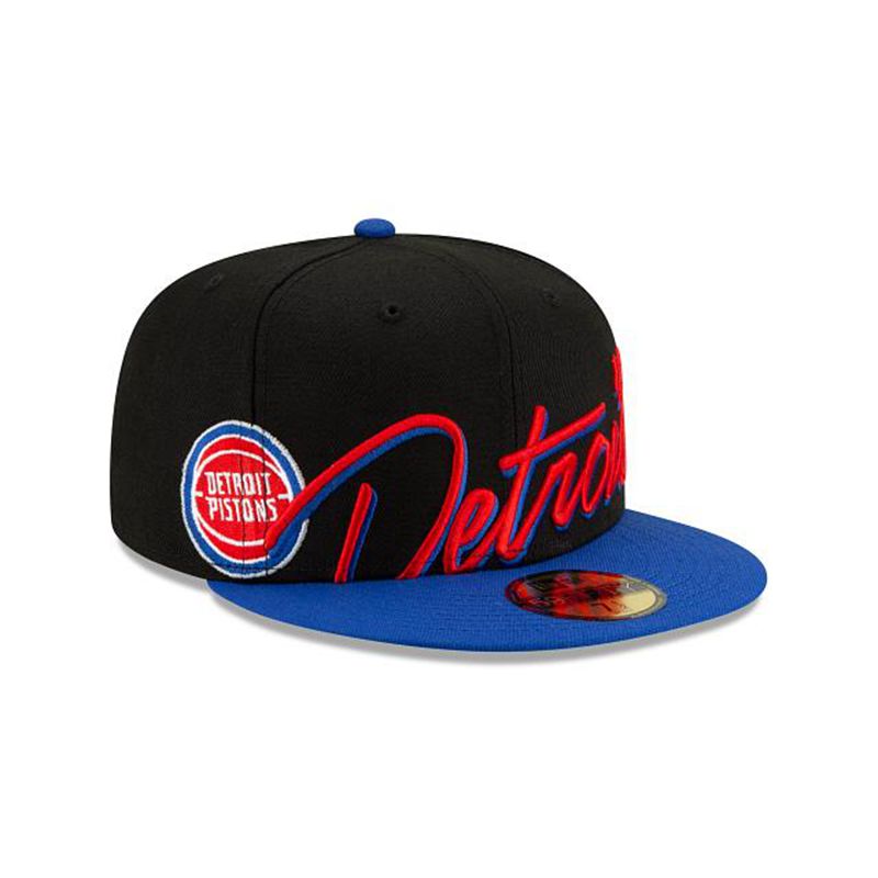 NBA Detroit Pistons Cursive 59Fifty Fitted (DYZ0807) - Black New Era Caps